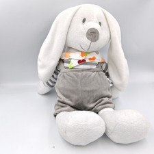 Grand doudou lapin blanc gris