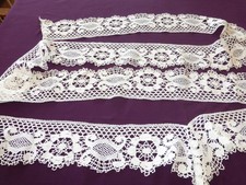 LARGE DENTELLE ANCIENNE FUSEAUX DU PUY BORDURE DRAP EN 240 cm PLUS RETOUR