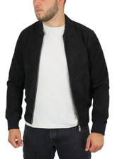 Veste Sandro Monaco Homme XS En Daim De Chèvre Noir Bomber À Zip Complet