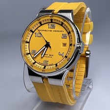 Porsche Design Flat Six 6351.41 Automatic 40mm Date Watch Yellow Dial & Rubber