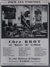 ADVERTISEMENT MIRROR BROT AU MUSEE DE CRILLON ANTIQUE 1929 ICE FURNITURE AD PUB
