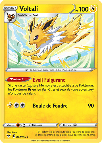 Carte pokémon voltali - pokémon,