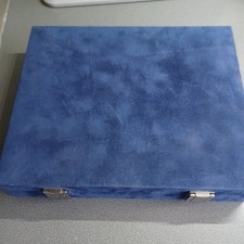  WESTMINSTER LUXURY  BLUE  COIN PRESENTATION BOX WITH ROOMTO HOLD ANOTHER TRAY. 