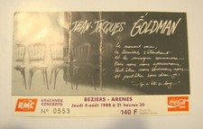 Billet concert Jean-Jacques GOLDMAN 1988 Béziers Bon état