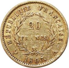 DC1019 Rare 20 Francs Napoléon Ier 1807 A Paris Transitoire Tête Nue Or Gold