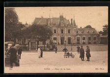 Old postcard vitre, Place de la Gare 
