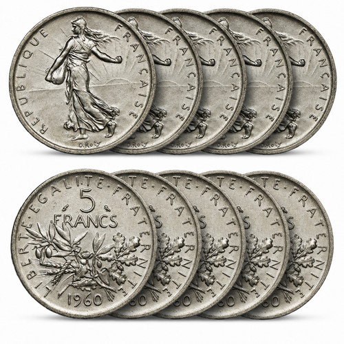 Lot pièces 5 francs - lot, 10