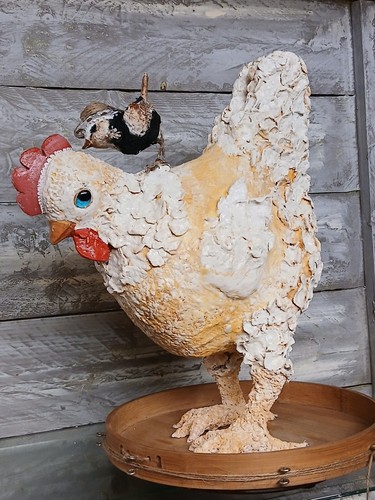 Poule papier mâché pièce - poule,