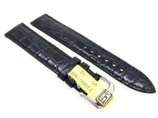 Bracelet Montre Vrai Croco Convenable pour Chasseur Reverso Jl 17mm Noir / 150