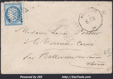 FRANCE N°60C SUR LETTRE ETOILE PLEINE + CONVOYEUR STATION BEAUVAIS B.CR