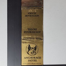 Anchorage Hotel Alaska Vintage Gold Foil Design Matchbook Siberian Husky