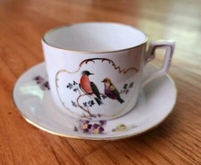 Vintage Richard Ginori 1735 Voliere Tea Cup & Saucer Set Love Birds Italy 7-49 