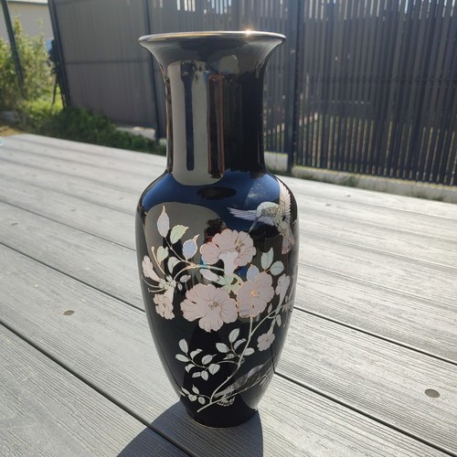 Vase noir porcelaine style - noir,
