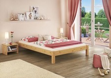 Lit jeune pin naturel 120x200 design moderne sans tête de lit, accessoires var.