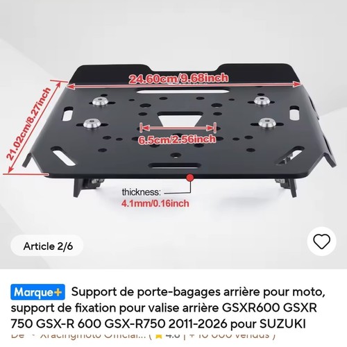 Porte bagage moto suzuki gsxr - bagage,