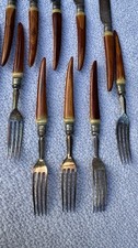antique knives and forks with brown marbled handle - fine steel from Solingen