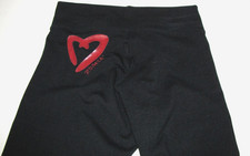 Zumba Wear stretch Capri Tights  Black Red-heart Logo Tapered-leg Wm. S