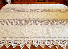 Antique Crocheted Cotton Bed or Sofa Top - 180cm x 102cm