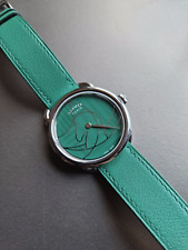 Hermes Arceau Green Horse Knight Outline "Casaque" Quartz Timepiece; Rare+Cool!