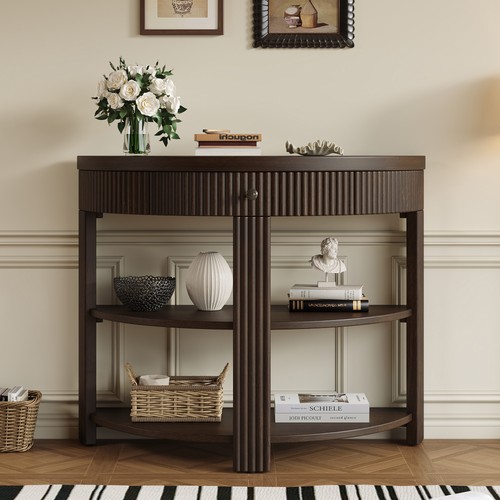Fluted half moon console table - fluted,