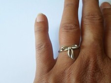 bague en argent massif, noeud, zirconium, t. 54