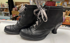 Womens Neosens Black Leather Heeled Edwardian/Victorian Ankle Booties EU 38