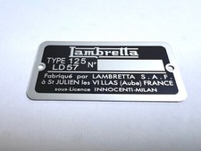 Plaque constructeur LAMBRETTA LD57