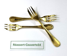 1 fourchette à gâteau CHRISTOFLE modèle MALMAISON GOLD métal doré 15,8cm argenté