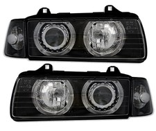 المصابيح الأمامية لسيارات pour BMW 3 Series E36 90-99 Angel Eyes Black UK RHD/LH