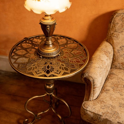 Petite table ronde sculptée - ronde,