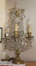 Superbe Grande Girandole Style Régence en bronze doré pampilles Cristal Baccarat