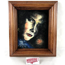 ➜Oil painting painting on canvas portrait woman framed SOLID WOOD 36x31cm