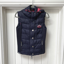 Superdry Gilet Women's Small Blue Fuji Double Zip Vest Padded Puffer Bodywarmer