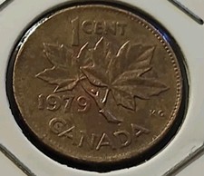 Rare 1979 1 Cent Canada Penny Canadien. Erreur Double 979 Et K. Belle Platine. 