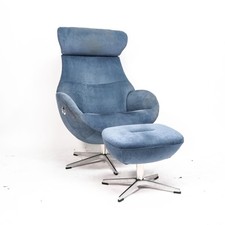 Conform Globe Avec Tabouret Fauteuil Relax Tissu Bleu Fonction Salon Design