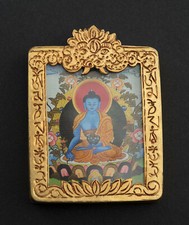 Pendentif bouddhiste -  Amulette Bouddha Médecine - Thangka  5,7 cm #26028