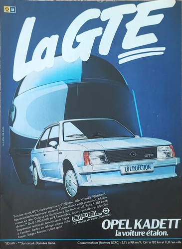 Opel kadett gte publicité - kadett, de