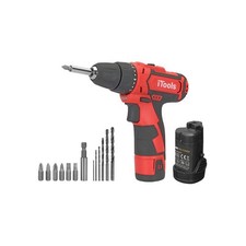 Perceuse Visseuse sans fil 12V Batterie Lithium 1.5Ah LED + Coffret 6 embouts de