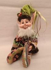Posable Christmas Happy Fairy Elf Jester Shelf Sitter Ornament 16"