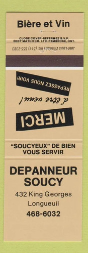 Matchbook cover depanneur - matchbook,