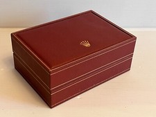 Authentique et ancienne boite de montre ROLEX vintage cuir et bois  rouge