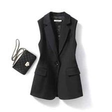 Veste Tailleur Blazer Gilet Femme Bureau Slim Élégante Noire Over 78236
