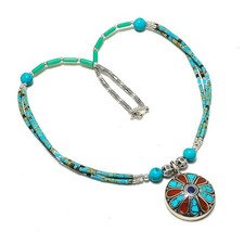 Collier en corail turquoise lapis-lazuli fait main bijoux en perles...