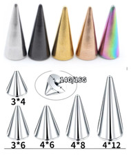 14g 16g Replacement Long Spike Cone Spare Ends Bar barbell Body Piercing Jewelry