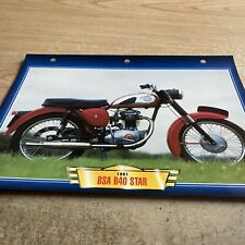 BSA 350 B40 Star 1961 side-car fiche carte moto passion collection Atlas