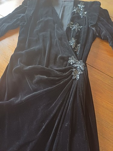 Robe vintage velours noir 1950 - velours,