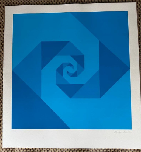 Sérigraphie bleue spirale