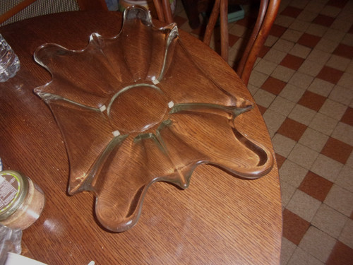 Grand plat cristal signé - grand,