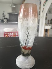 ANCIEN VASE EN VERRE GIVRÉ