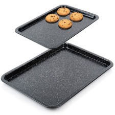 Plaque à Pâtisserie Granit 38x26.5/46.5x32.5cm 2pcs Antiadhésif Cuisson Four